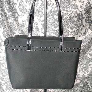 Stuart Weitzman Black Glossy Handle Shoulder Bag